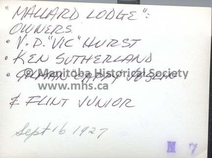 Mallard Lodge Sioux Pass 1927 back